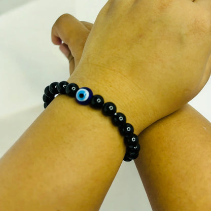 Black Evil Eye Bracelet - Black Tourmaline