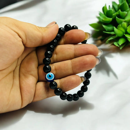 Black Evil Eye Bracelet - Black Tourmaline