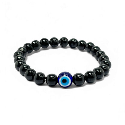 Black Evil Eye Bracelet - Black Tourmaline