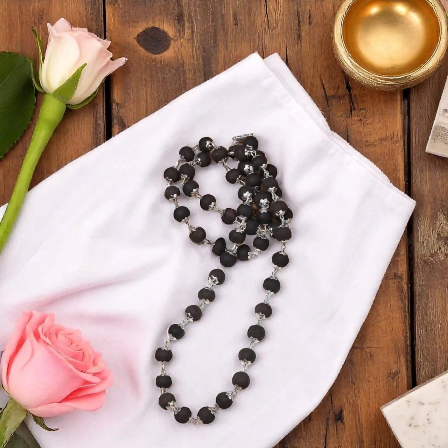 Authentic Ebony Wood Mala - Sacred Protection in 54 Beads