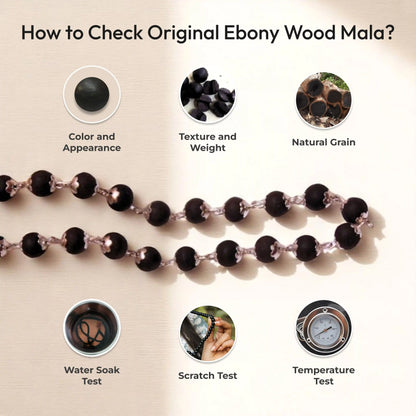 Authentic Ebony Wood Mala - Sacred Protection in 54 Beads
