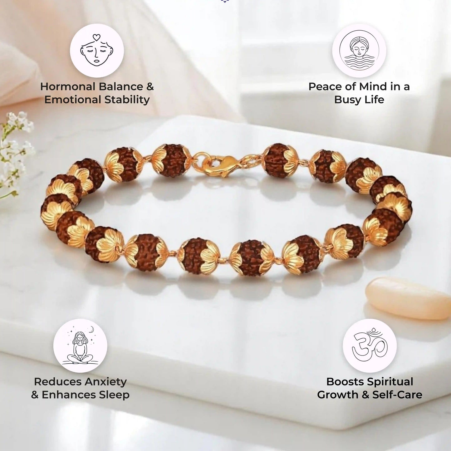 5 Mukhi Rudraksha Bracelet for Women - Sacred Beauty Meets Modern Elegance