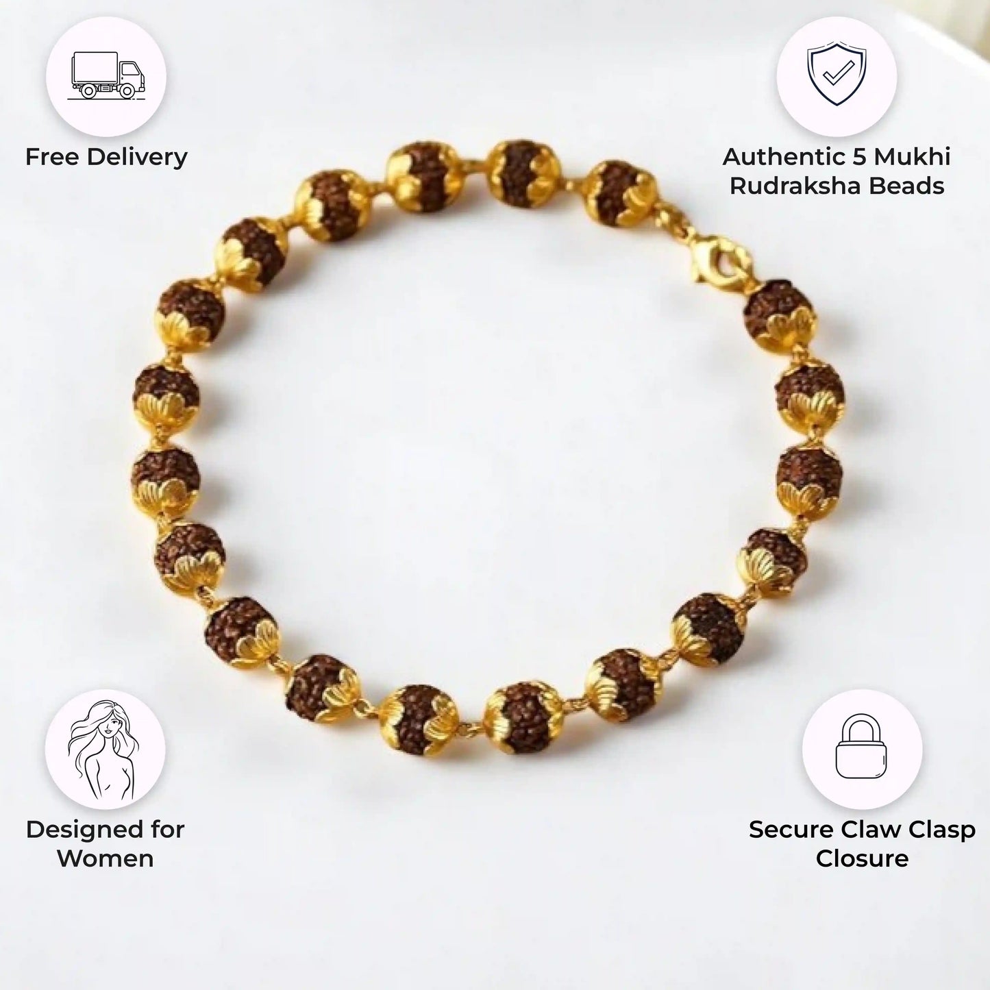 5 Mukhi Rudraksha Bracelet for Women - Sacred Beauty Meets Modern Elegance