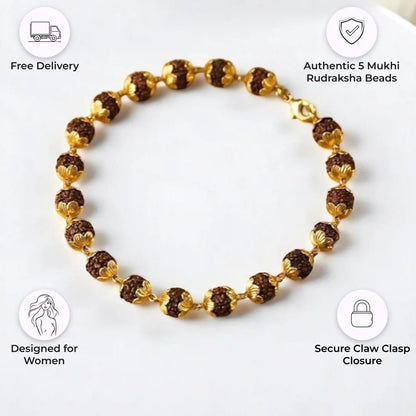 5 Mukhi Rudraksha Bracelet for Women - Sacred Beauty Meets Modern Elegance