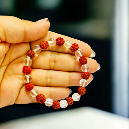 Sacred Rudraksha Crystal Bracelet - Divine Harmony in Every Bead