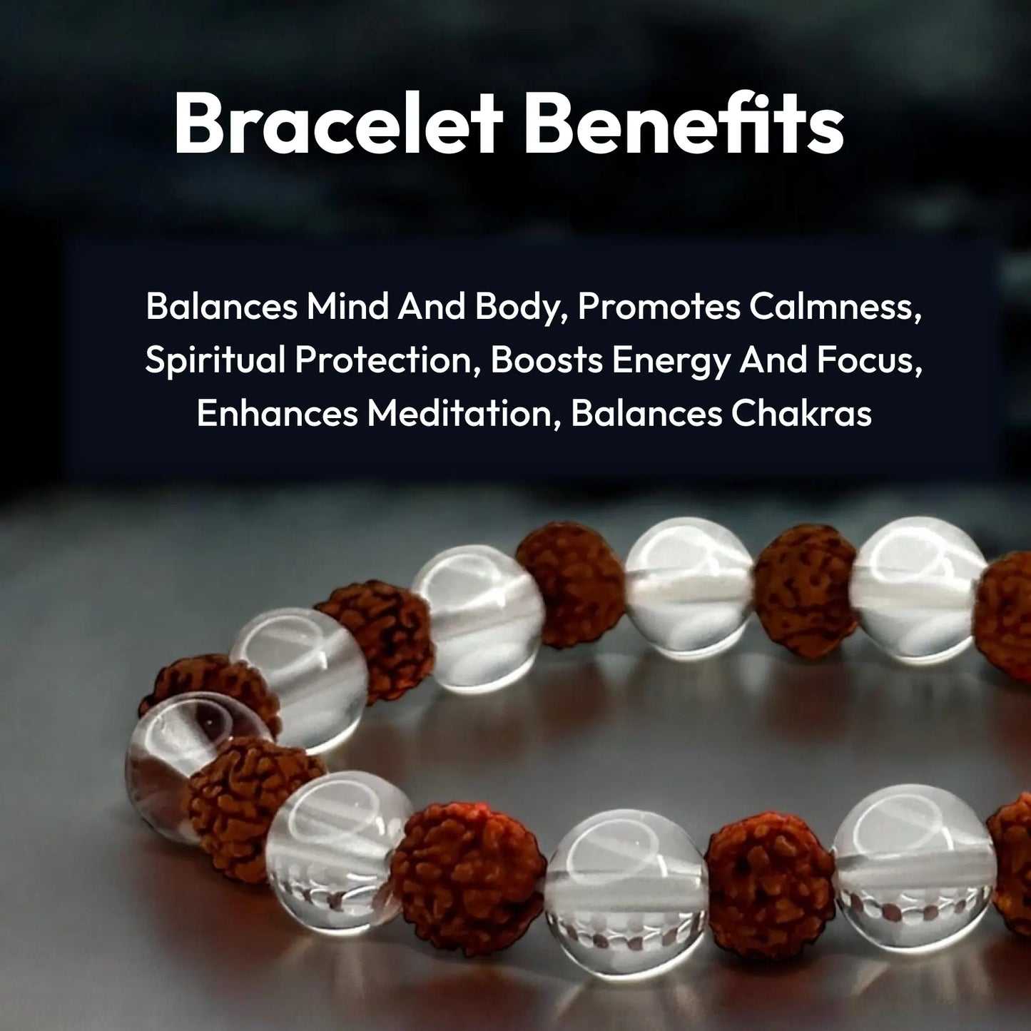 Sacred Rudraksha Crystal Bracelet - Divine Harmony in Every Bead