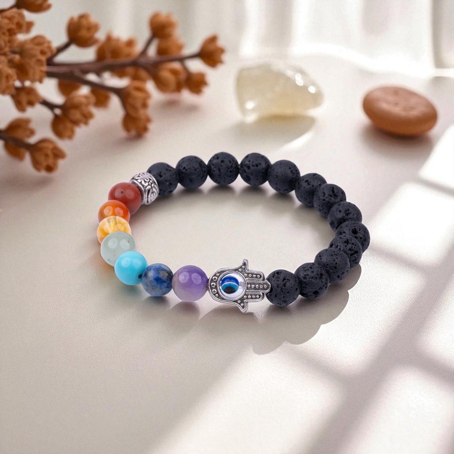 7 Chakra with Lava Stone Bracelet - Complete Energy Alignment