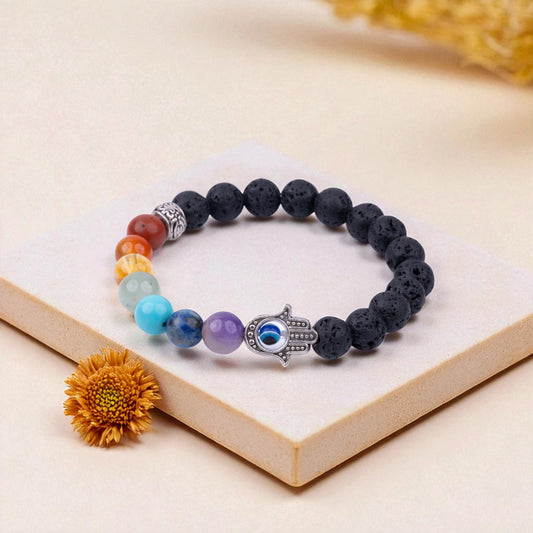 7 Chakra with Lava Stone Bracelet - Complete Energy Alignment